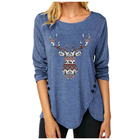 Sentmoom T Shirts for Women Graphic   Cozy Slim T Shirts Long-Sleeve Classic Relaxed Blouse Round Neck Casual Cute Henley Shirts Pullover Loose T-Shir