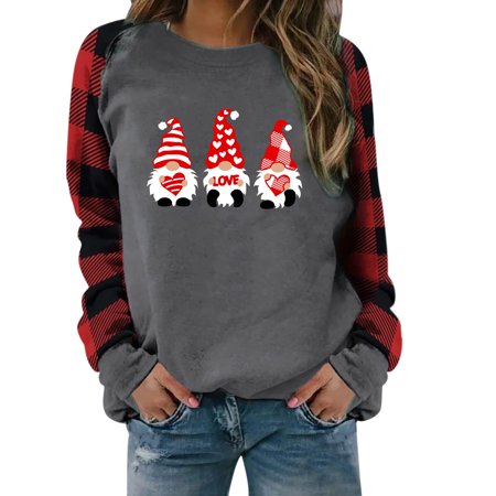Tokmisa CO232 Fashion Woman Round Neck Long Sleeve Happy Valentine S Day Autumn Printing Blouse Tops Shirt #3252