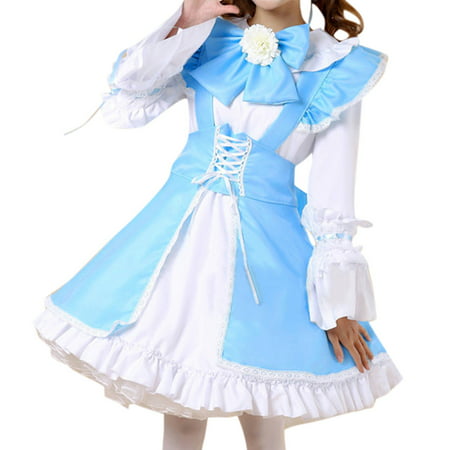 PhoneSoap Women S Fashion Maid Outfit Cute Maid Outfit Dress Set Mini Dress a-Line Sun Dress