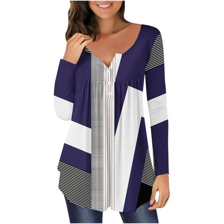 Miximx Women Fashion Printed Casual V-Neck Long Sleeve Loose Button T-Shirt Blouse Tops - 2022 Winter Clothing Women Fashion Printed a-a#9598 Female