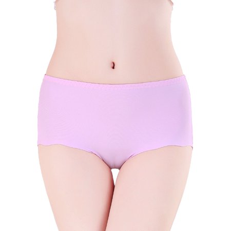 Shakumy Barely There Bras for Women 4742 Womens Seamless Ice Silk Trendy Panties Plus Size Mid High Waist Panties Tucking Pink XX-Large