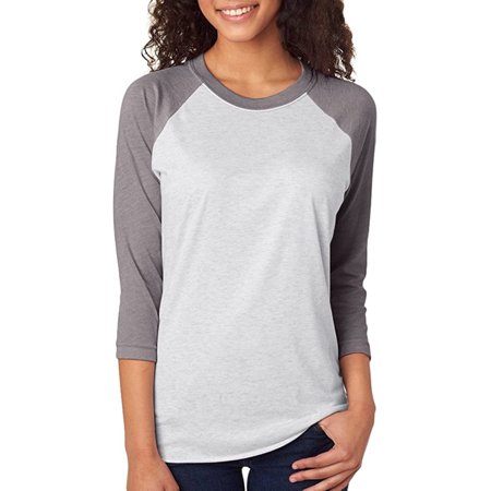 Next Level Apparel Mens Next Level Unisex Tri-Blend 3/4-Sleeve Raglan(6051)-PR HTR/HTR WHT-3XL