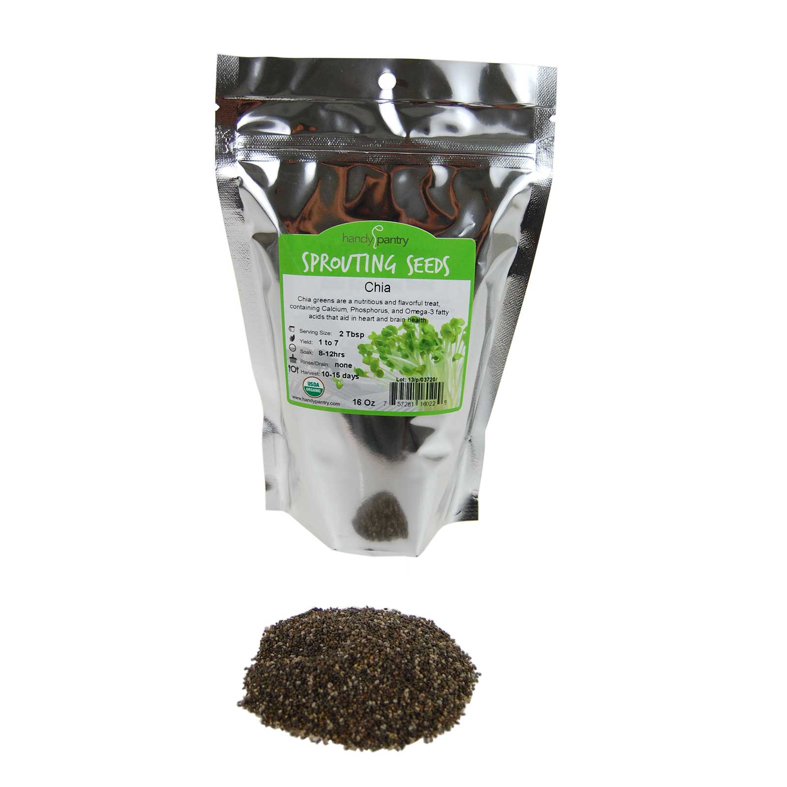 Organic Chia Seeds - 1 Lbs - Black Chia Sprouting Seeds for Growing Sprouts  Microgreens Chia Pet Refills  Food Storage  Sprout Salad
