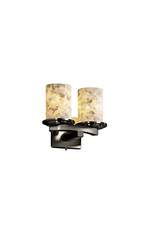 Justice Design Group ALR-8775-10-MBLK Alabaster Rocks! Collection Dakota 2-Light Curved-Bar Wall Sconce