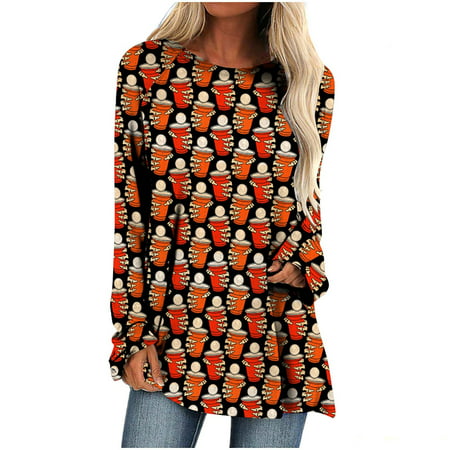 Sentmoom Cute Graphic Tees for Women   Cozy Slim Tee Tops Crewneck Pleated Tunic Long Sleeves Breathable Dressy Tee Tops Cute Loose T Shirts Tunic Rel