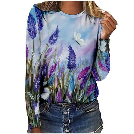 Sentmoom T-shirts for Women   Criss Cross Blouse O-Neck Relaxed Shirts Long-Sleeve Solid Elegant Tshirt Solid Regular Blouse Oversized Top