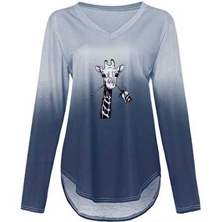 Sentmoom Fall Blouses for Women Fashion 2022  Relaxed-Fit Tops Long Sleeve Pullover Relaxed Tunic V Neck Fashion Dressy Shirts Basic Regular T Shirt S