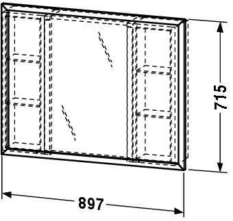 Duravit 9802 Frame and Two Cabinets for Recessed Mirror Cabinet 9797 from Multibox Series