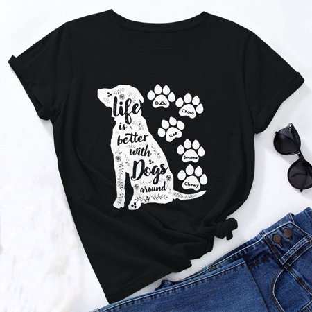 Tokmisa Women S Summer Fashion Loose Round Neck Animal Cute Print Short Sleeve Top T-Shirt 2658 Fashion