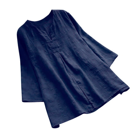 Sentmoom Fall Tops for Women 2022  Classic-Fit Blouses Long Sleeves V Neck Generic Relaxed Blouses Casual Basic Tunics Regular Blouse Casual Oversized