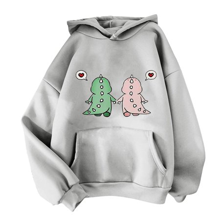 Nsendm Sports Sweatshirts for Women Women Casual Sweatshirt Hoodie Dinosaur Print Hooded Hooded Women Pullover Women Sweatshirt Pink X-Large