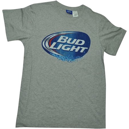 Bud Light Logo Grey Tshirt Tee Mens Adult Short Sleeve Alcohol Lager Beer XLarge