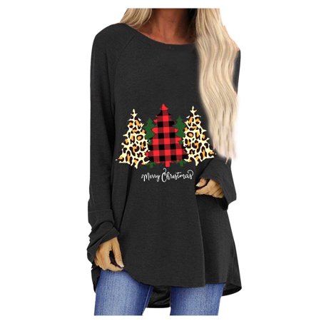 Sentmoom Womens 2022 Fall Casual T-Shirts Lightweight Relaxed Sweatshirts O Neck Landscape Printed T Shirts Long-Sleeves Classic Basic Blouse Loose Te