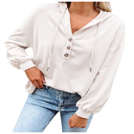 Sentmoom Fall T-Shirts   Classic-Fit Tunics Long Sleeve Cute Fitted Blouses Half Zip Pullover Drawstring Loose Tops Casual Elegant Pullover Cute Regul