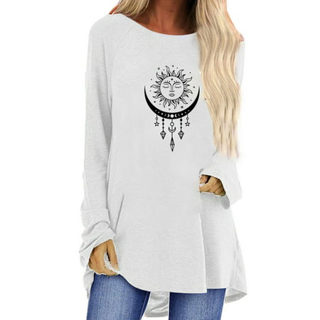 Sentmoom Long Sleeve Cozy Slim T Shirts  T-Shirts for Women Graphic Tees Trendy Vintage Fitted Blouses O-Neck Breathable Elegant Tunics Classic Regula