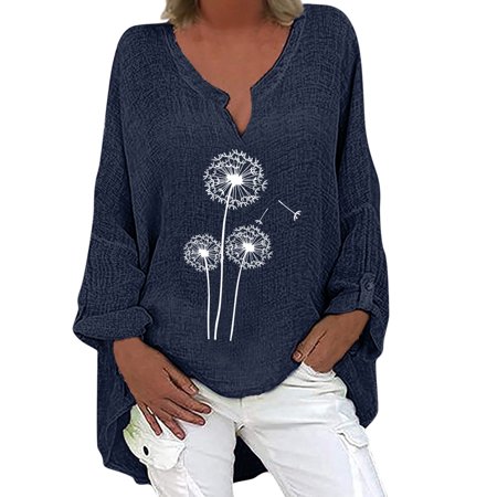 Sentmoom Blouse for Women Dressy Casual Lightweight Fitted Henley Shirts Long-Sleeve V-neck Generic Relaxed Tee Tops Breathable Basic Blouse Cute Rela