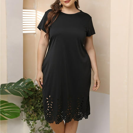 Dresses for Women 5509 Date Night Work Black Women S Large Short Sleeved Burnt Out