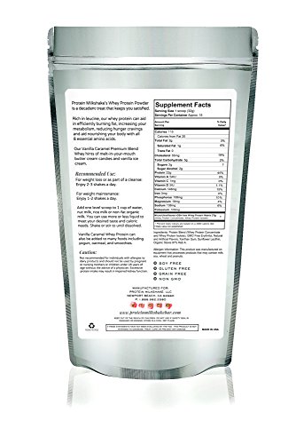 Protein Milkshake Low Carb Protein Powder - Vanilla Caramel 100% Premium Whey Protein, 15 Servings - 1LB