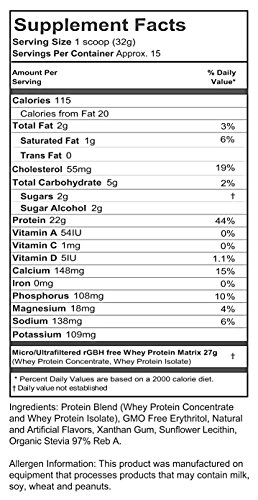 Protein Milkshake Low Carb Protein Powder - Vanilla Caramel 100% Premium Whey Protein, 15 Servings - 1LB thumbnail