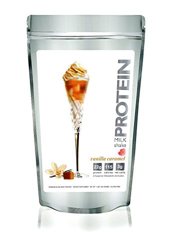 Protein Milkshake Low Carb Protein Powder - Vanilla Caramel 100% Premium Whey Protein, 15 Servings - 1LB thumbnail