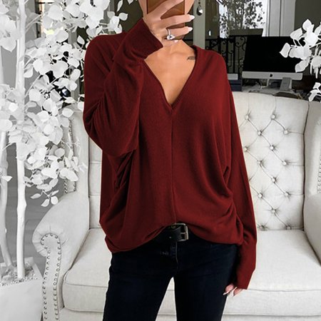 Loose Tank Tops for Women  Dressy Tops Women  Women S Tops and Blouses Long Sleeve White Shirt Fashion Casual Solid V-Neck T-Shirt Top Blouse Pullover
