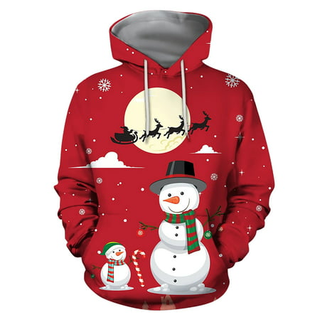 Women Plus Size Hoodies Clearance Christmas Print Winter Men S Hooded Sweater Loose Pullover Top