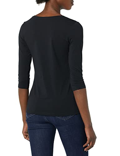 Amazon Essentials Women's Classic-Fit 3/4 Sleeve V-Neck T-Shirt (Available in Plus Size), Black, Large thumbnail