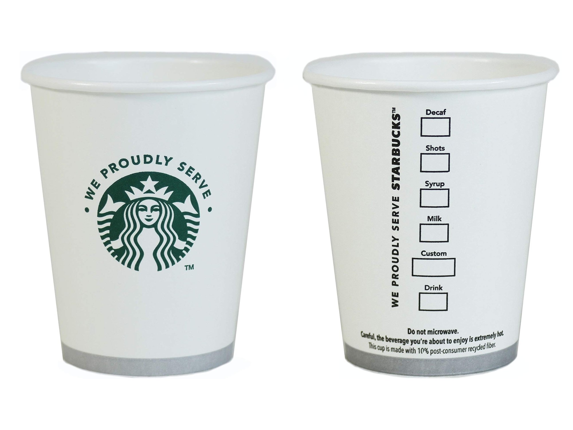 Starbucks White Disposable Hot Paper Cup, 12 Ounce, 50 Pack