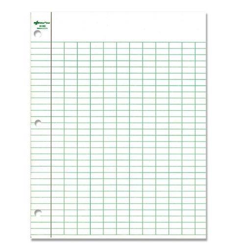 NATIONAL Brand Data Pad, 12 Columns & Plain, White Paper, 8.5 X 11