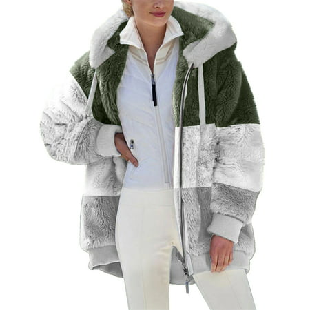 Miximx Fashion Womens Warm Faux Coat Jacket Winter Zipper Long Sleeve Outerwear - 2022 Winter Clothing Fashion Womens a-a#8367 Female