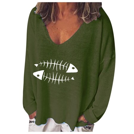 Sentmoom Shirts for Women Casual Autumn Casual Fitted T-Shirt Long-Sleeve Elegant Relaxed Henley Shirts V-neck Vintage Generic Tee Tops Fashion Loose 