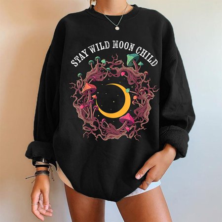 Tokmisa C321 Women Print Loose O-Neck Long-Sleeved Fleece Oversized Sweatshirt Pullover #We 6331