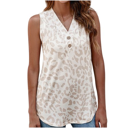 Usupdd Women S Casual Sexy Fashion Color Loose Button V-Neck Leopard Print T-Shirt Top Blouse Womens V Neck Tops Womens Shirts Usupdd 220729-6229