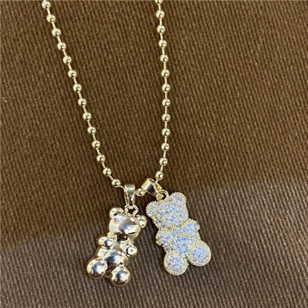 Taehoxa Bear Necklace Cute Gummy Bear Necklace Full of Soft and Adorable Clavicle Chain Sweater Chain Couple