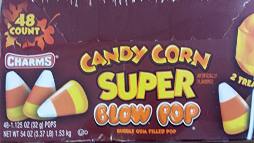 Charms Super Blow Pop Bubble Gum Filled Lollipops-candy Corn - 48-pop Case