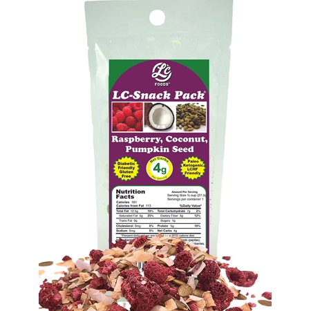 Raspberry, Coconut & Pumpkin Seed Snack Pack (6 Pack) - LC Foods - Low Carb - All Natural - Paleo - Gluten Free - No Sugar - Diabetic Friendly - 1.0 Oz Each