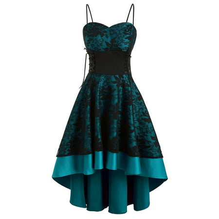 Homecoming Dresses Clearance Womne Vintage High Grade Cami Bandage Lace up High Low Dress Party Dress