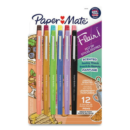 Paper Mate-1PK Flair Scented Felt Tip Porous Point Pen  Stick  Medium 0.7 Mm  Assorted Ink and Barrel Colors  12-pack