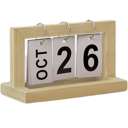 DDgui New Upgraded Teak Wood Calendar Wooden Page Flipping Calendar Desk Decorations DDgui WAA220922-8882