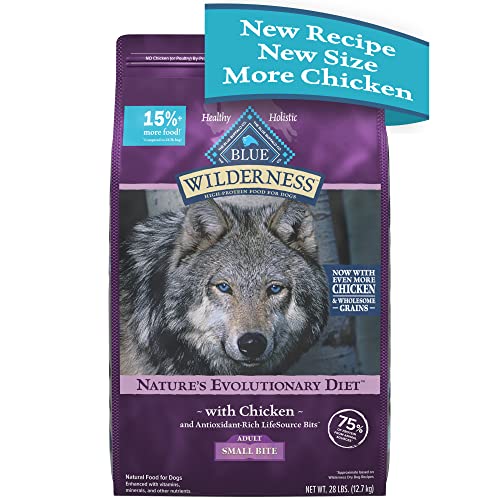 Blue Buffalo Wilderness Natural High-Protein  Small-Bite Dry Food for Adult Dogs  Chicken  28-lb Bag