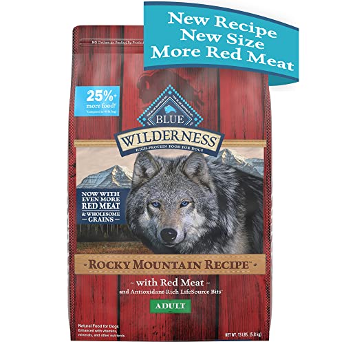 Blue Buffalo Wilderness Rocky Mountain Recipe High Protein Natural Adult Dry Dog Food Red Meat with Grain - 13lbs
