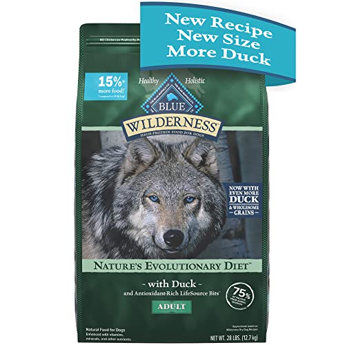 Blue Buffalo Wilderness Natural High-Protein Dry Food for Adult Dogs  Duck  28-lb Bag