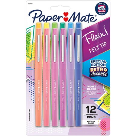 Paper Mate Flair Medium Point Pens - Medium Pen Point - Assorted Water Based Ink - 12 / Pack | Bundle of 10 Packs