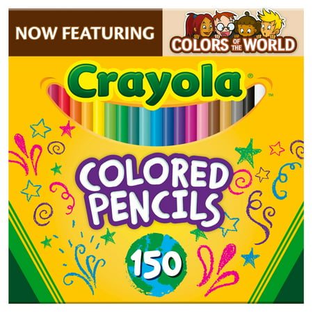 Crayola Colored Pencil Set  Colors of the World  150 Ct  Back to School Supplies  Teacher Gifts