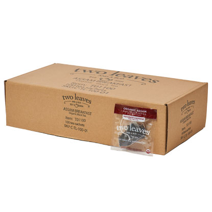 Two Leaves And A Bud Organic Assam Black Tea Bags, Organic Whole Leaf Full Caffeine Black Tea In Pyramid Sachet Bags, Delicious Hot Or Iced With Milk, Sugar, Honey Or Plain, 100 Count