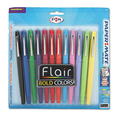 Paper Mate-1PK Point Guard Flair Felt Tip Porous Point Pen  Stick  Medium 0.7 Mm  Assorted Ink and Barrel Colors  1