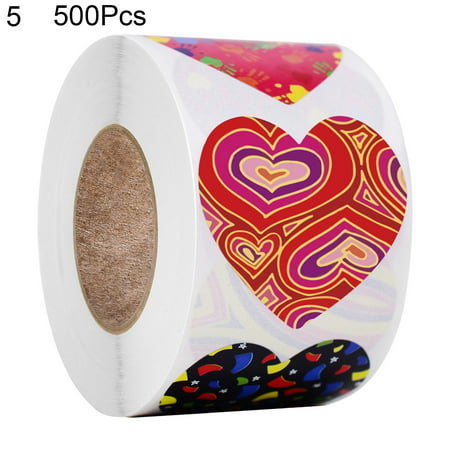 500Pcs/Roll Heart-shaped Labels Sticker Candy Gift Box Wedding Valentines Decals Multi-color Coated Paper
