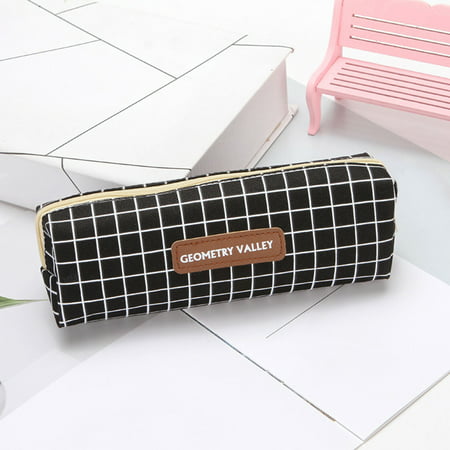 FengLS Fashion Lattice Dots Pencil Bag Student Large-capacity Stationery Storage Bag Examination Storage Bag 09-Decor-10A#4081 Ideal Gift Fashion Latt