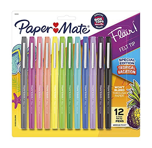 Paper Mate Flair Felt Tip Pens  Medium Point (0.7mm)  Assorted Colors  16 Count