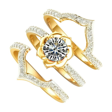 MIANHT 3-in-1 Alloy Inlaid Rhinestone Female Ring Popular Exquisite Ring Fashion Rings Jewelry - 2022 Fashion3-in-1 Alloy Inlaid B-#5509